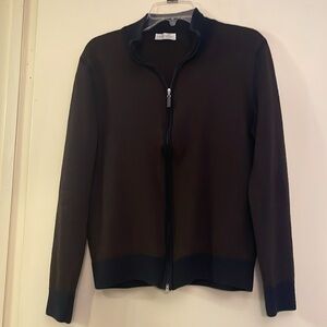 Gran Sasso virgin wool zip up brown sweater